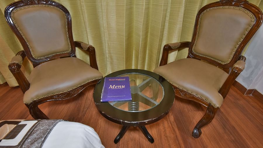 Two comfortable chairs in the Deluxe Room at DLS Highland Resort and Spa, Mussoorie.